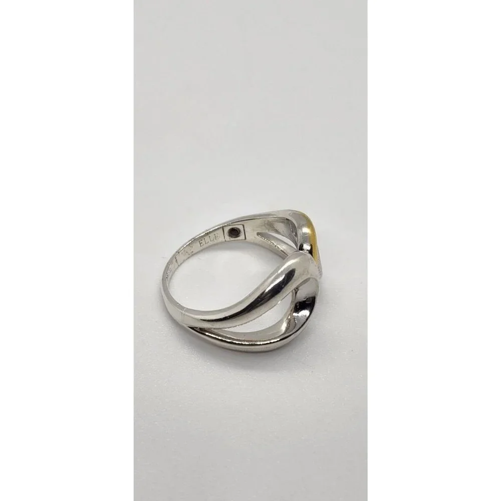 Silver ring 925 Vintage ELLE Accent Red Ruby inside the band size 9